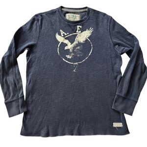 Y2K American Eagle Thermal Graphic Long Sleeve Shirt Sz L
